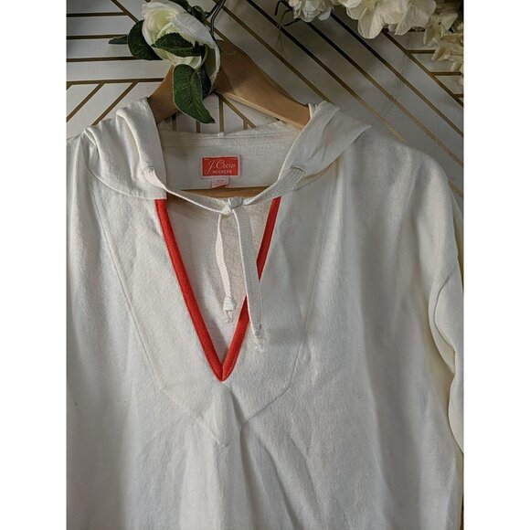 J Crew Women'sWeekend Tipped V-Neck Mariner Cotton Relaxed Hoodie Ivory Size XS - Picture 5 of 7